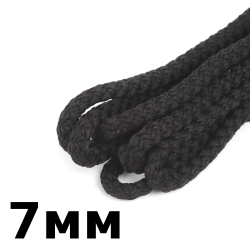 Шнур с сердечником 7мм, цвет Чёрный (плетено-вязанный, плотный)  в Салехарде